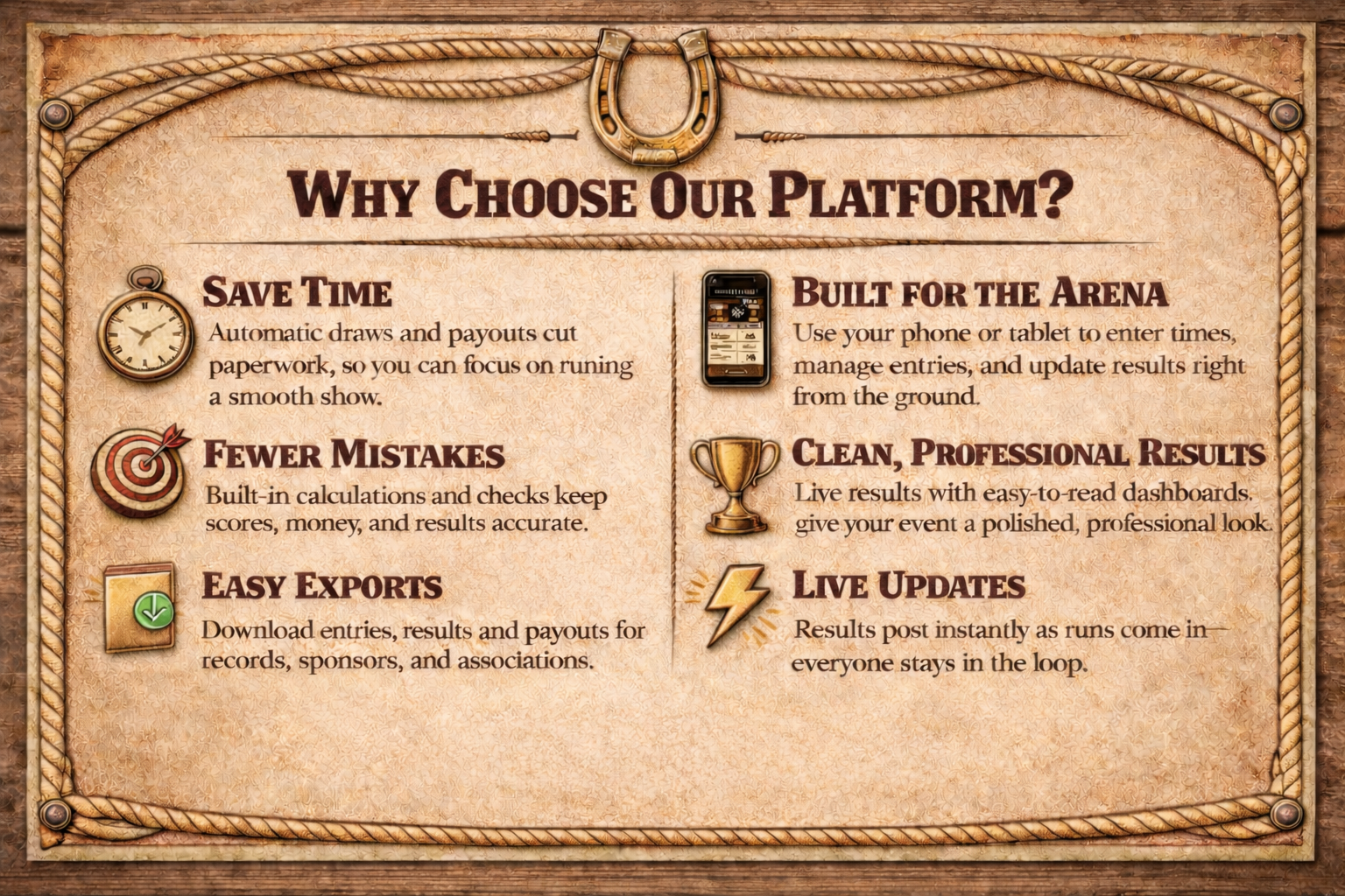 Why Choose Our Platform? - Save Time, Reduce Errors, Mobile-Friendly, Professional Presentation, Real-Time Updates, Export Capabilities
